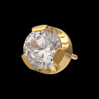 24Kt Gold PVD Titanium Threadless Semi-Bezel Set CZ Gem Top