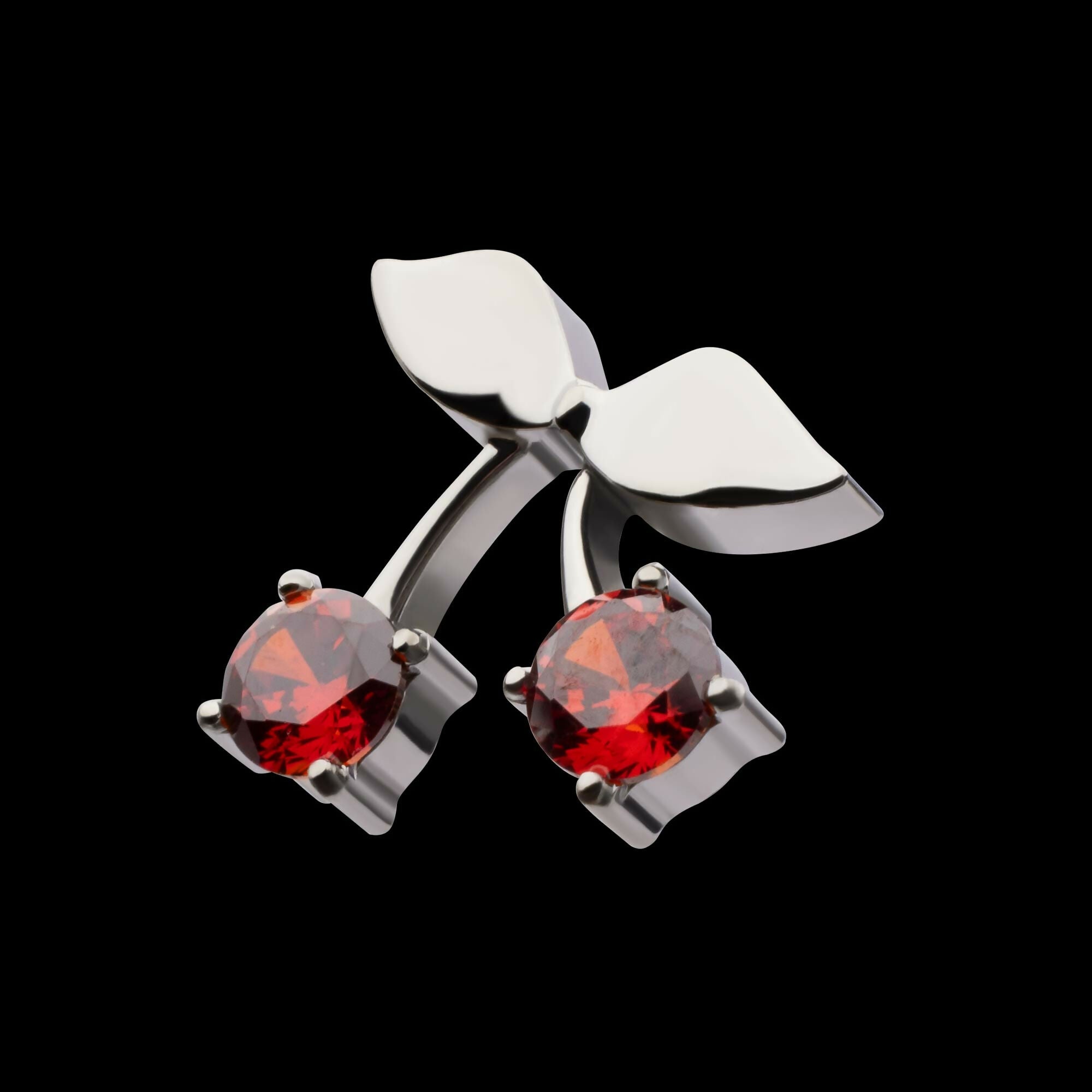 Titanium Threadless Prong Set Garnet Gem Cherry Top