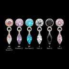 Titanium Threadless Bezel Gem Top with Marquise Dangle