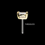 14Kt Gold 4 Prong Setting Princess Cut Clear Lab-Grown Diamond Threadless Top