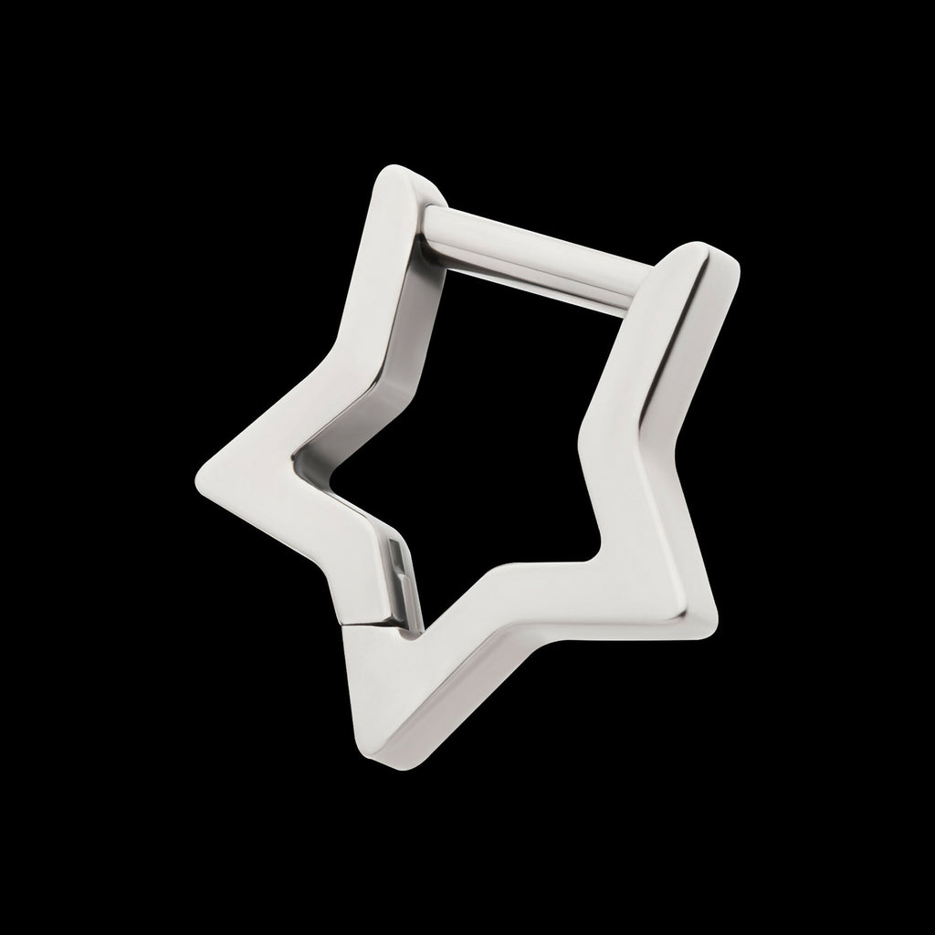 Star Hinged Segment Clicker Hoop Earring / Nosering – Titanium