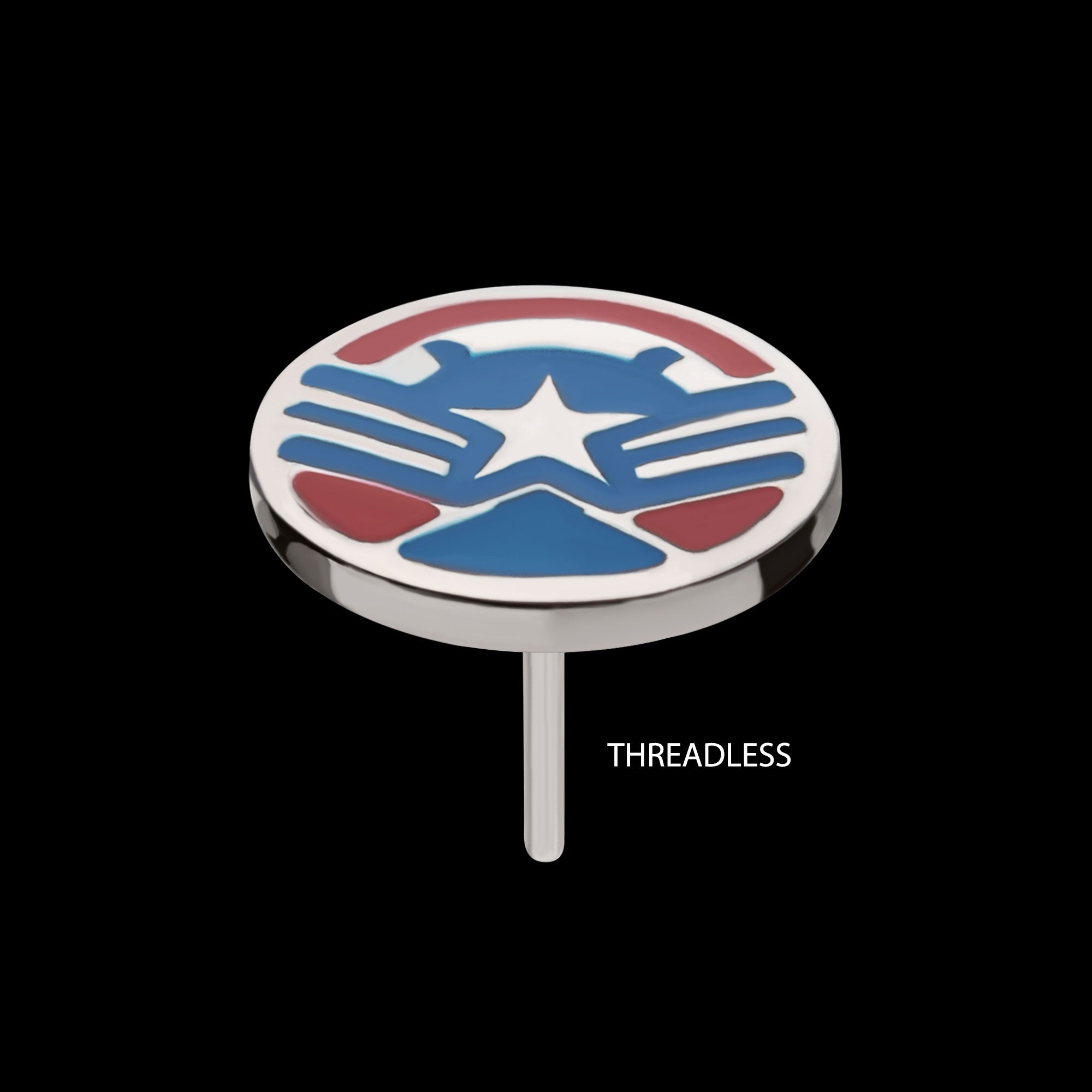 Enamel Marvel Captain America Sam Wilson Flatback Stud Earring / Nosering - Titanium