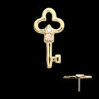 14Kt Yellow Gold Threadless Precision-shaped Key Top with Prong Set CZ Gem