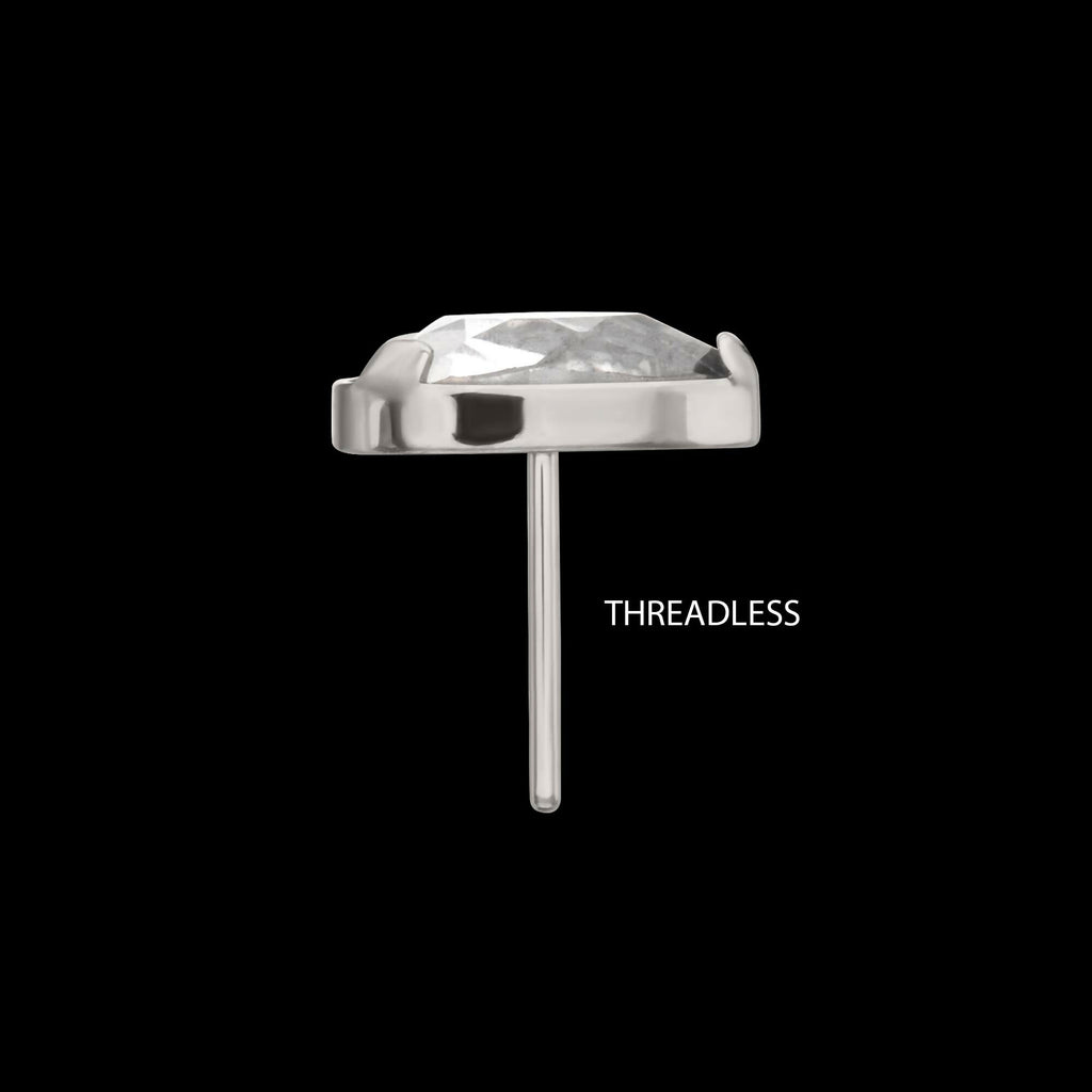 Titanium Threadless Prong Set Teardrop Shaped Gem Top