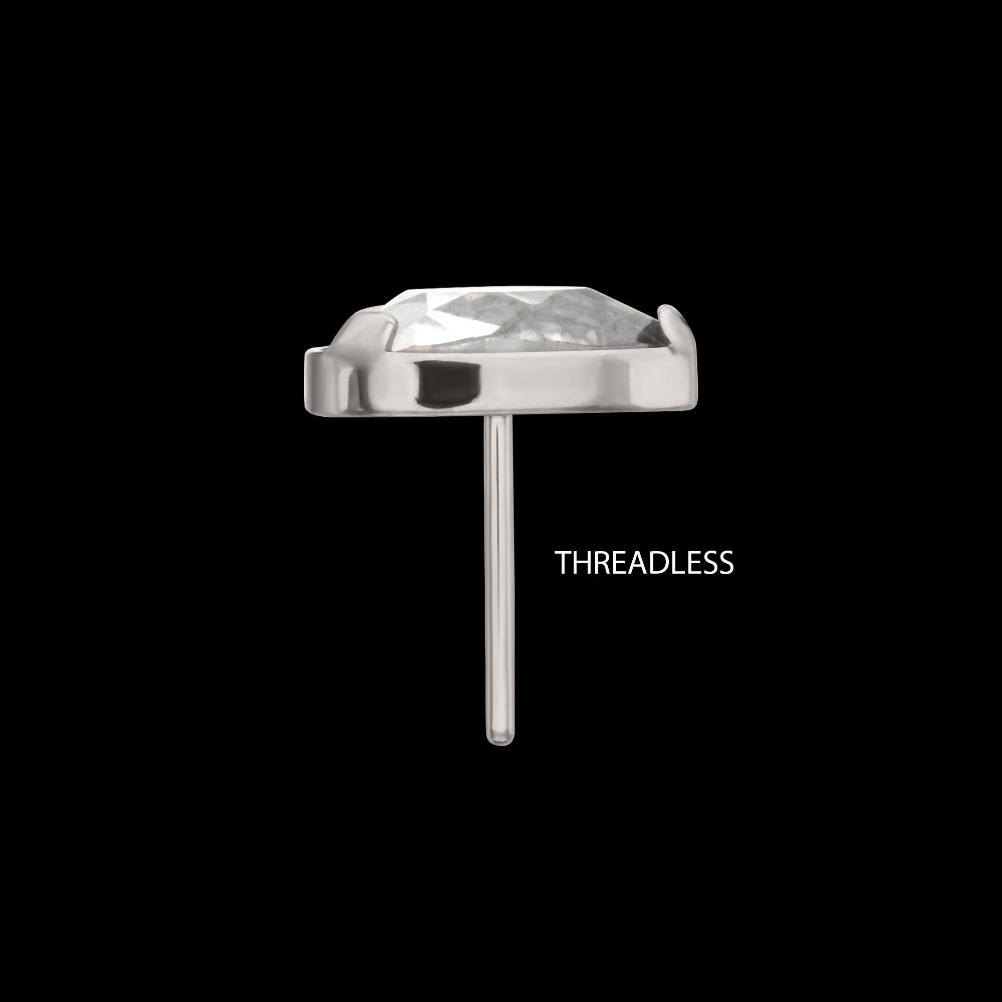 Titanium Threadless Prong Set Teardrop Shaped Gem Top