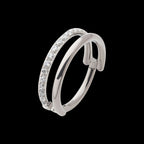 Side Facing Hinged Segment Clicker with Single Hoop Full Clear CNC Set Round CZ Earring / Nosering – Titanium