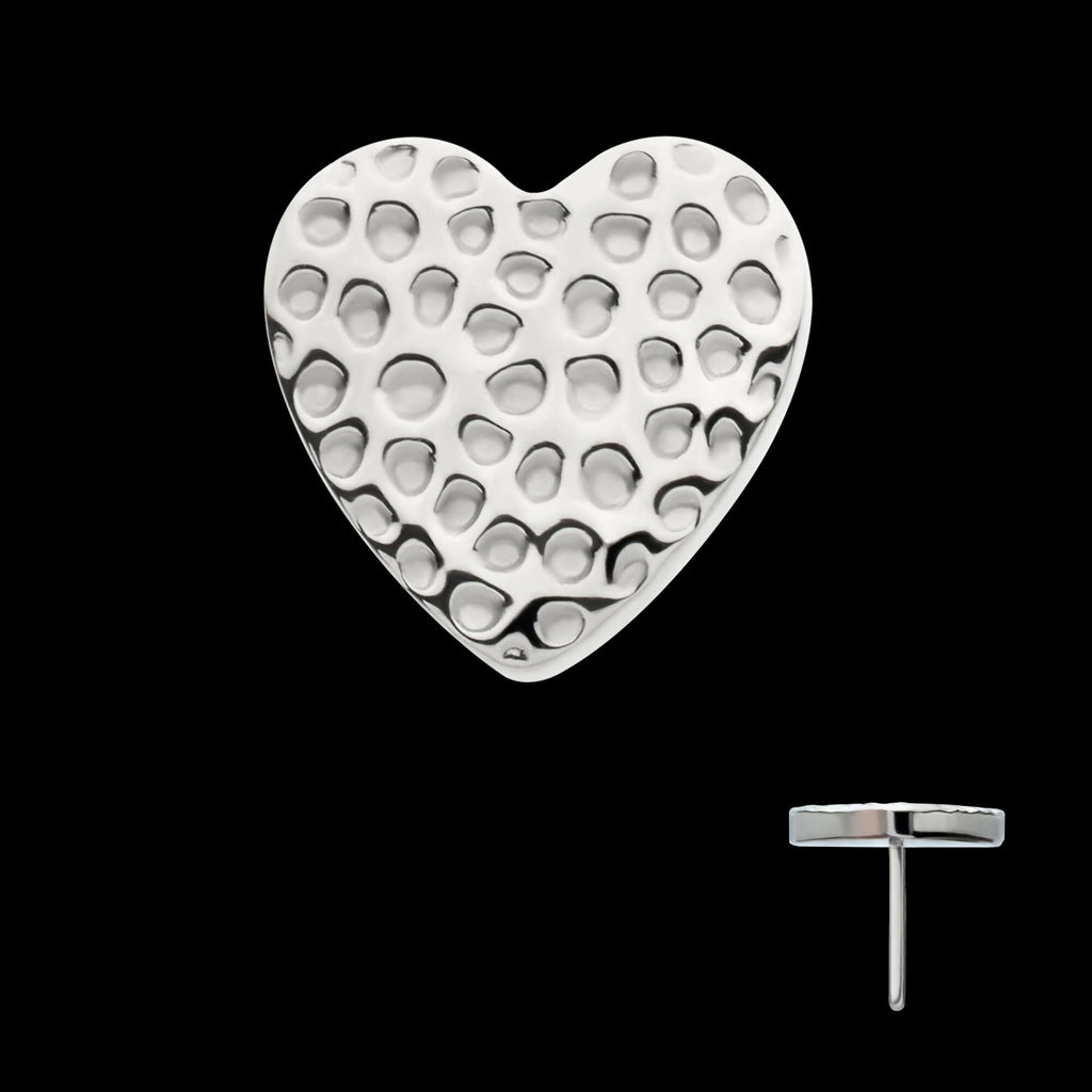 Titanium Threadless Hammered Heart Top