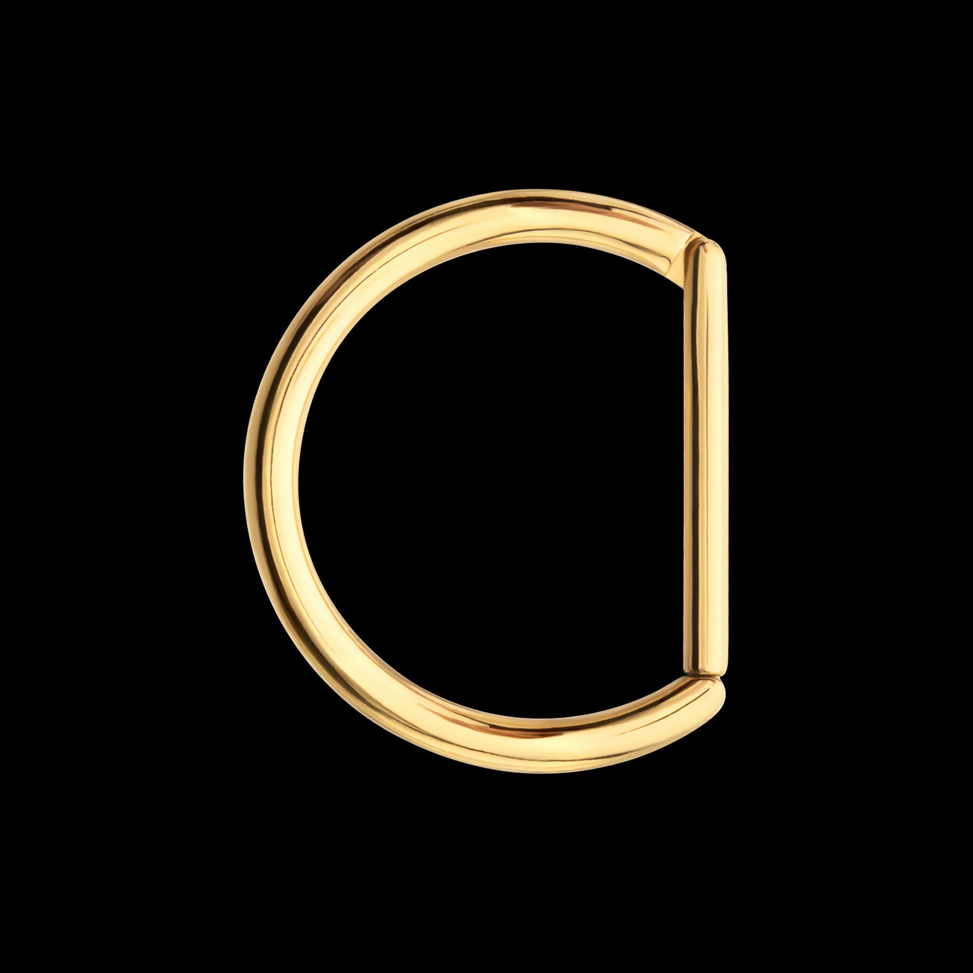 24Kt Gold PVD Titanium D-Ring Clicker Hoop Earring / Nosering