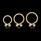 24Kt Gold PVD Titanium Twister Ball Hinged Segment Hoop Clicker Earring / Nosering