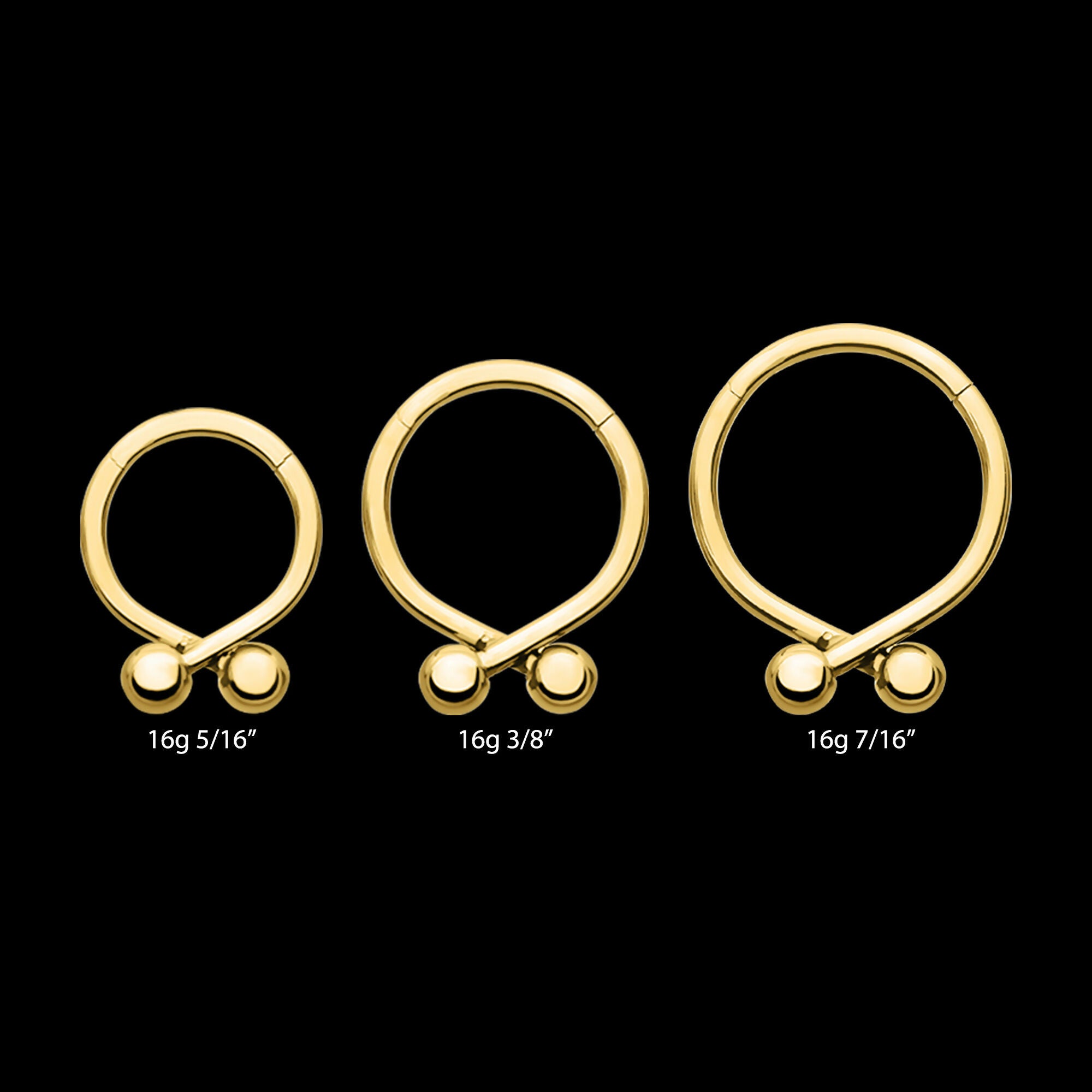 24Kt Gold PVD Titanium Twister Ball Hinged Segment Hoop Clicker Earring / Nosering