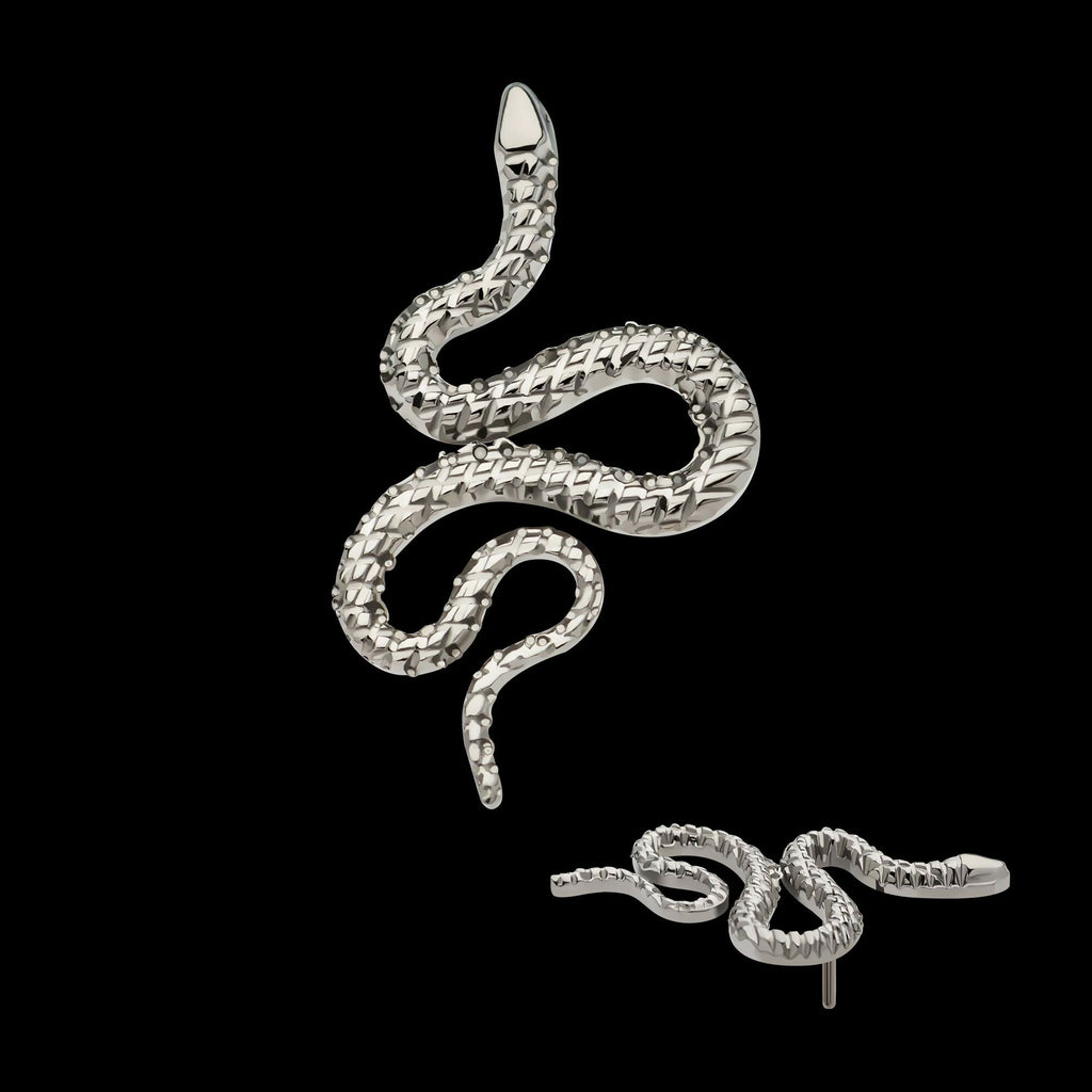 Titanium Threadless Diamond Pattern Snake Top