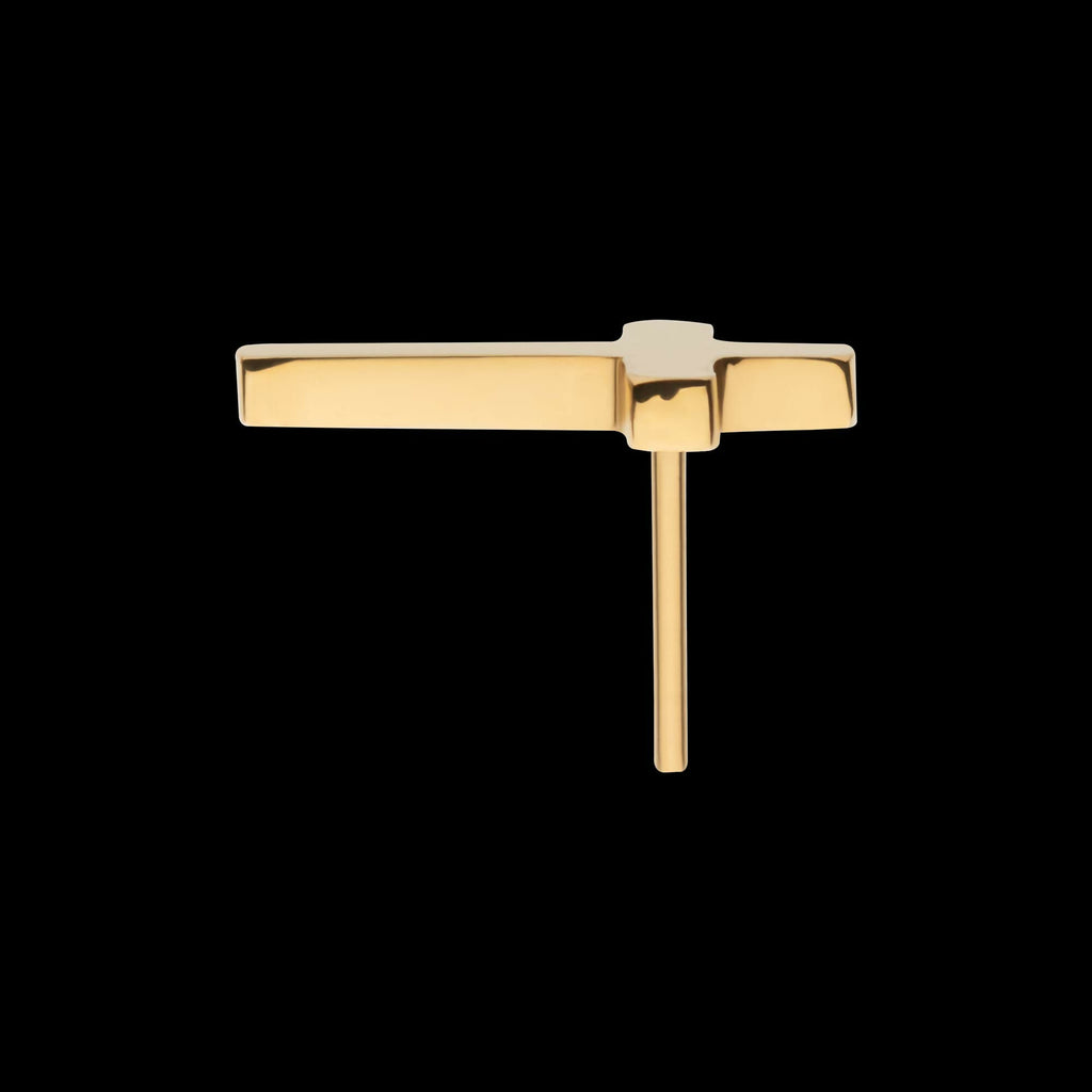 24KT Gold PVD Titanium Threadless with Cross Top