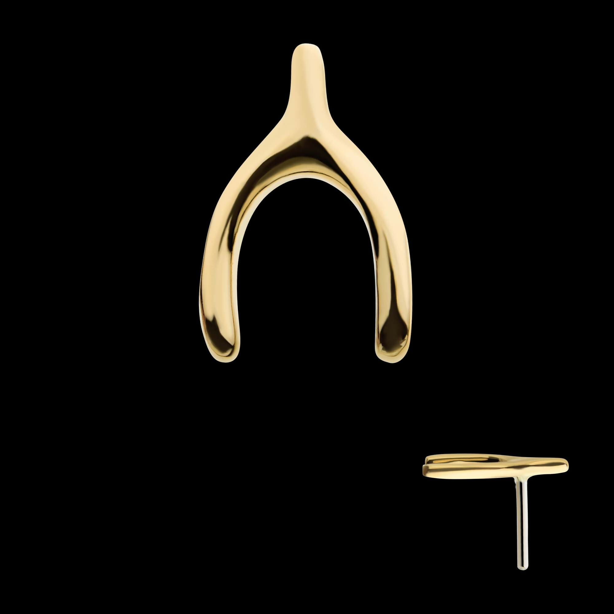 14Kt Gold Threadless Wishbone Top