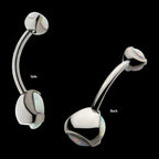 Prong Set Round AAA CZ/Synthetic Opal Detachable Top and Fixed Bottom Navel Curve Earring / Nosering – Titanium