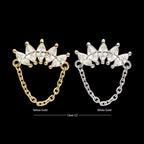 14Kt Gold Threadless 5 Cluster Marquise Prong Set Gem Fan Top with Chain Dangle