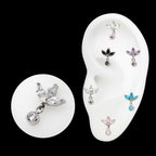 Titanium Threadless 3 Marquise Fan Top with Bezel Gem Dangle