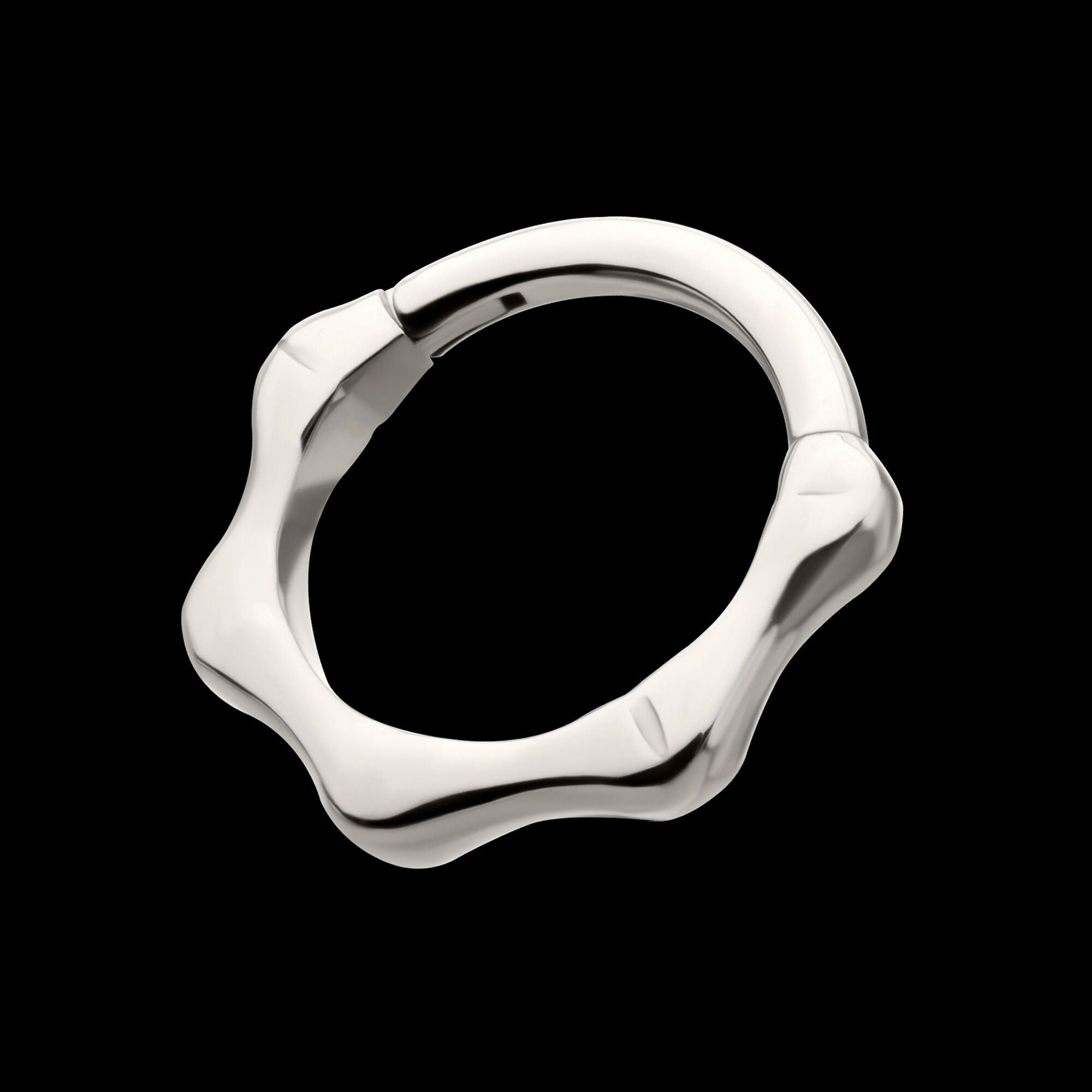 Bone Shaped Front Facing Hinged Segment Clicker Hoop Earring / Nosering – Titanium