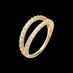 Double Hoop with CNC Set Full Gem Side Facing Hinged Segment Clicker Earring / Nosering – 14Kt Gold