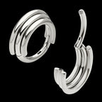 Triple Stacked Side Facing Hinged Segment Clicker Hoop Earring / Nosering – Titanium
