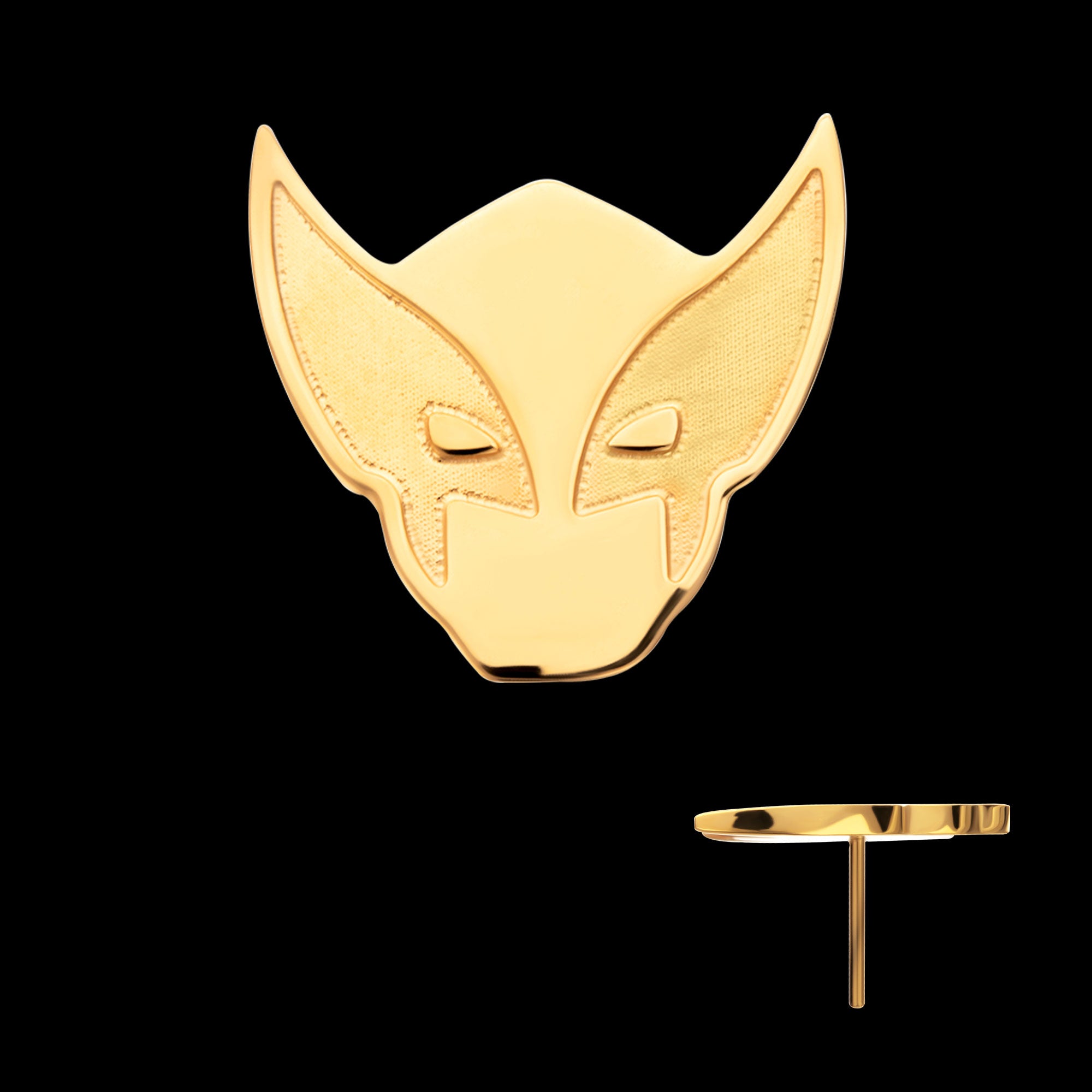 Marvel Wolverine Flatback Stud Earring / Nosering - 24Kt Gold PVD Titanium