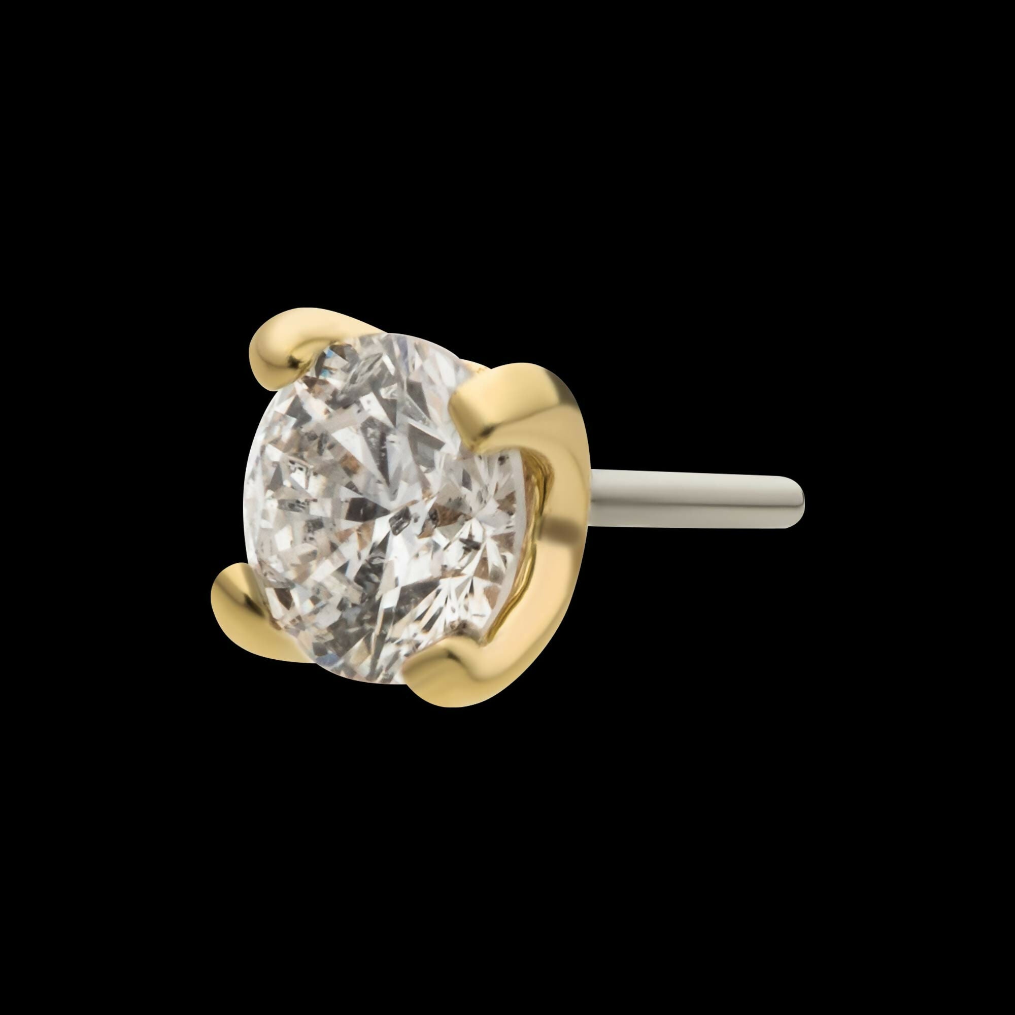 14Kt Gold Threadless Top with 4-Prong Round Lab-Grown