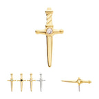 Dagger with Bezel Gem/Opal Flatback Stud Earring / Nosering - Opal in 14Kt Gold