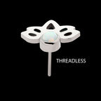 Titanium Threadless with Bezel Set Opal Lotus Flower Top