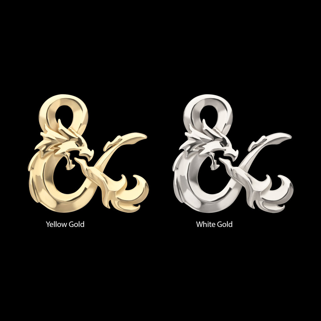 Dungeons & Dragons 3D Ampersand Logo Flatback Stud Earring / Nosering - 14Kt Gold
