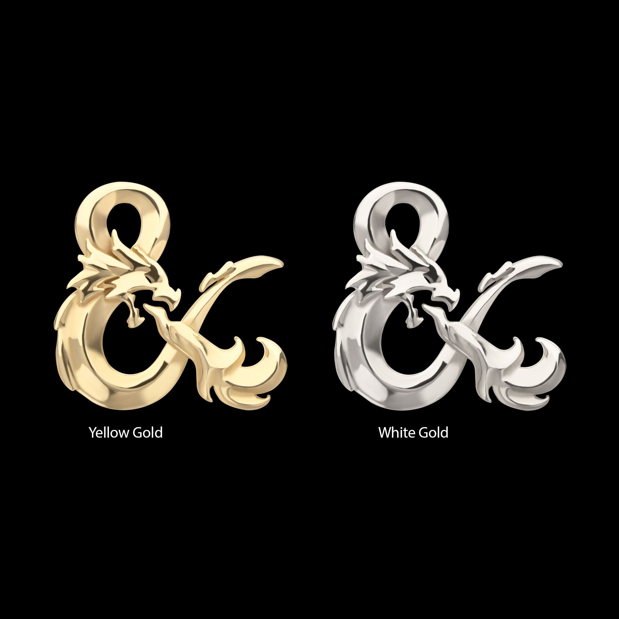 Dungeons & Dragons 3D Ampersand Logo Flatback Stud Earring / Nosering - 14Kt Gold