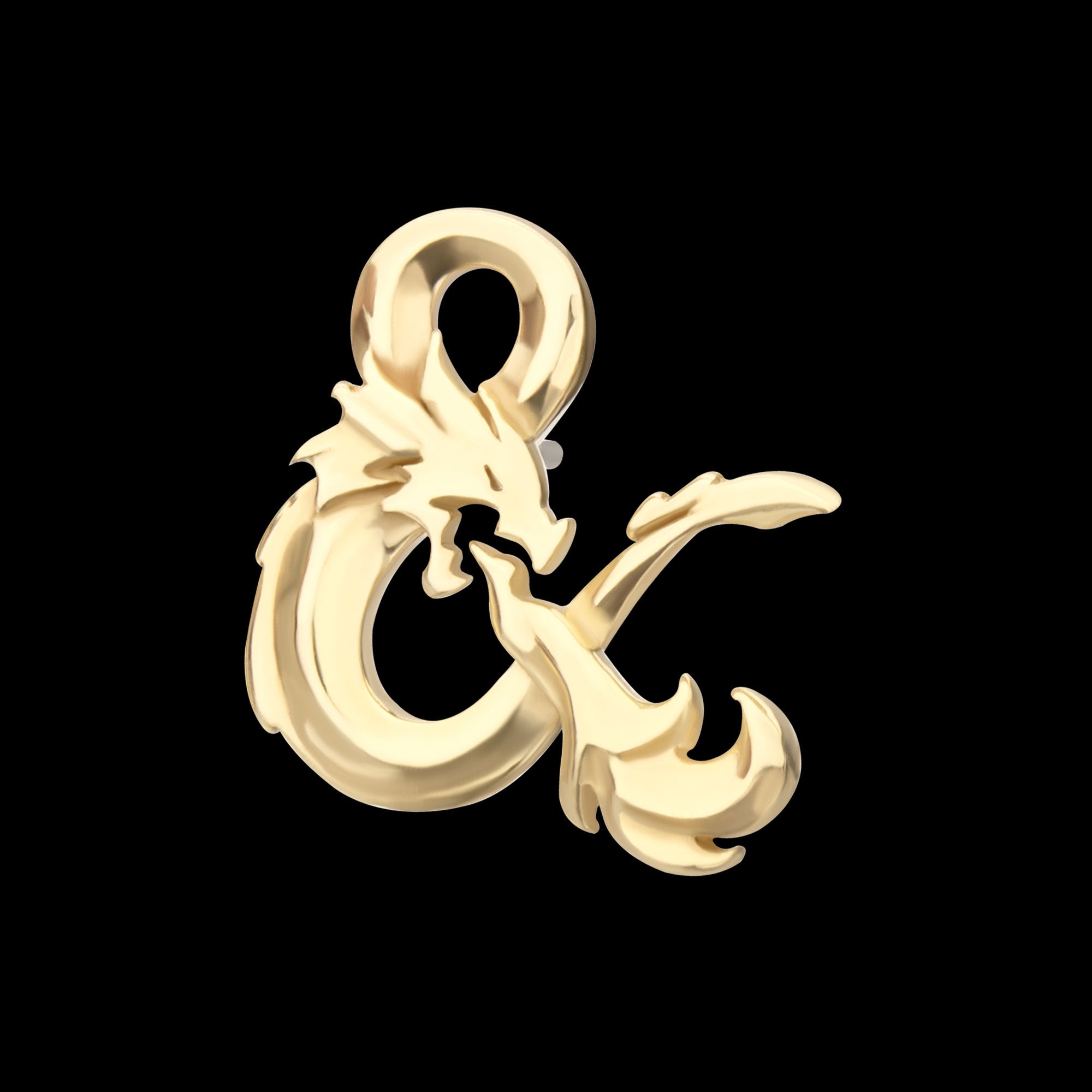 Dungeons & Dragons 3D Ampersand Logo Flatback Stud Earring / Nosering - 14Kt Gold
