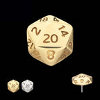 Dungeons & Dragons 3D Flat Back Dice Flatback Stud Earring / Nosering - 14Kt Gold