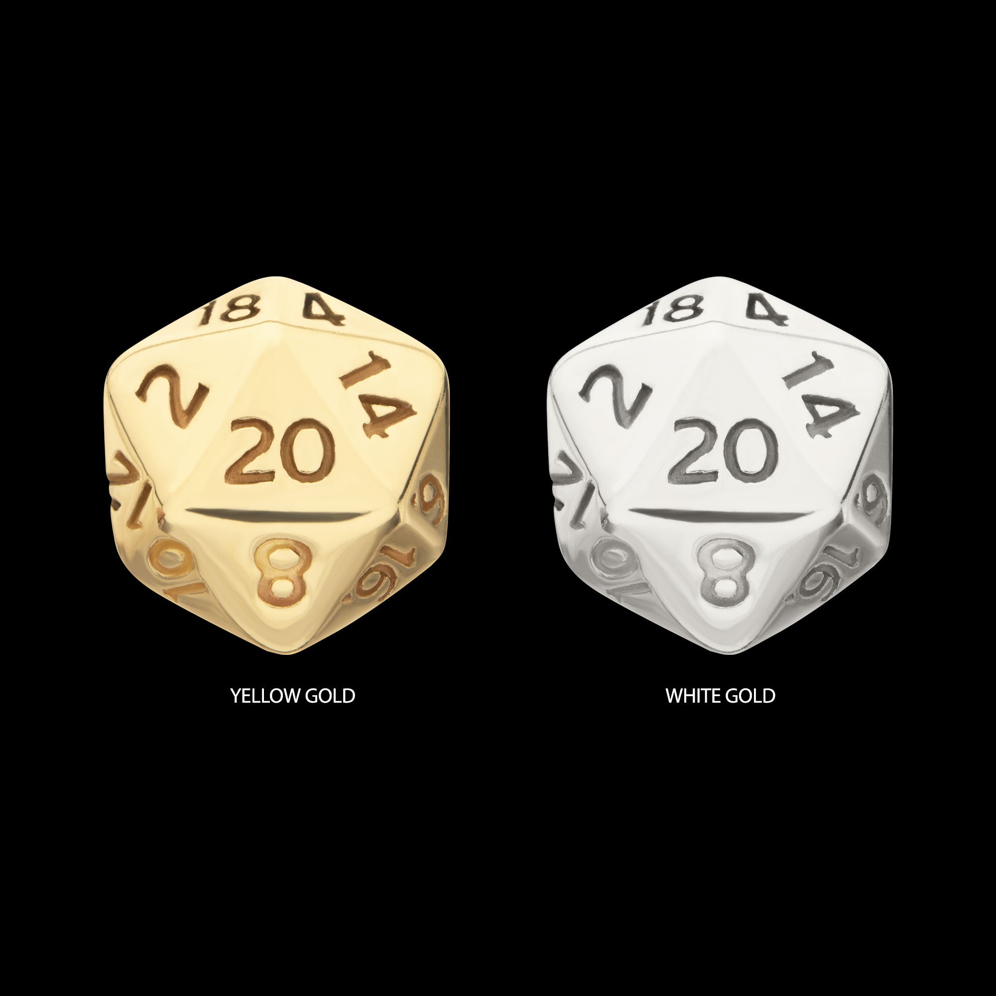 Dungeons & Dragons 3D Flat Back Dice Flatback Stud Earring / Nosering - 14Kt Gold