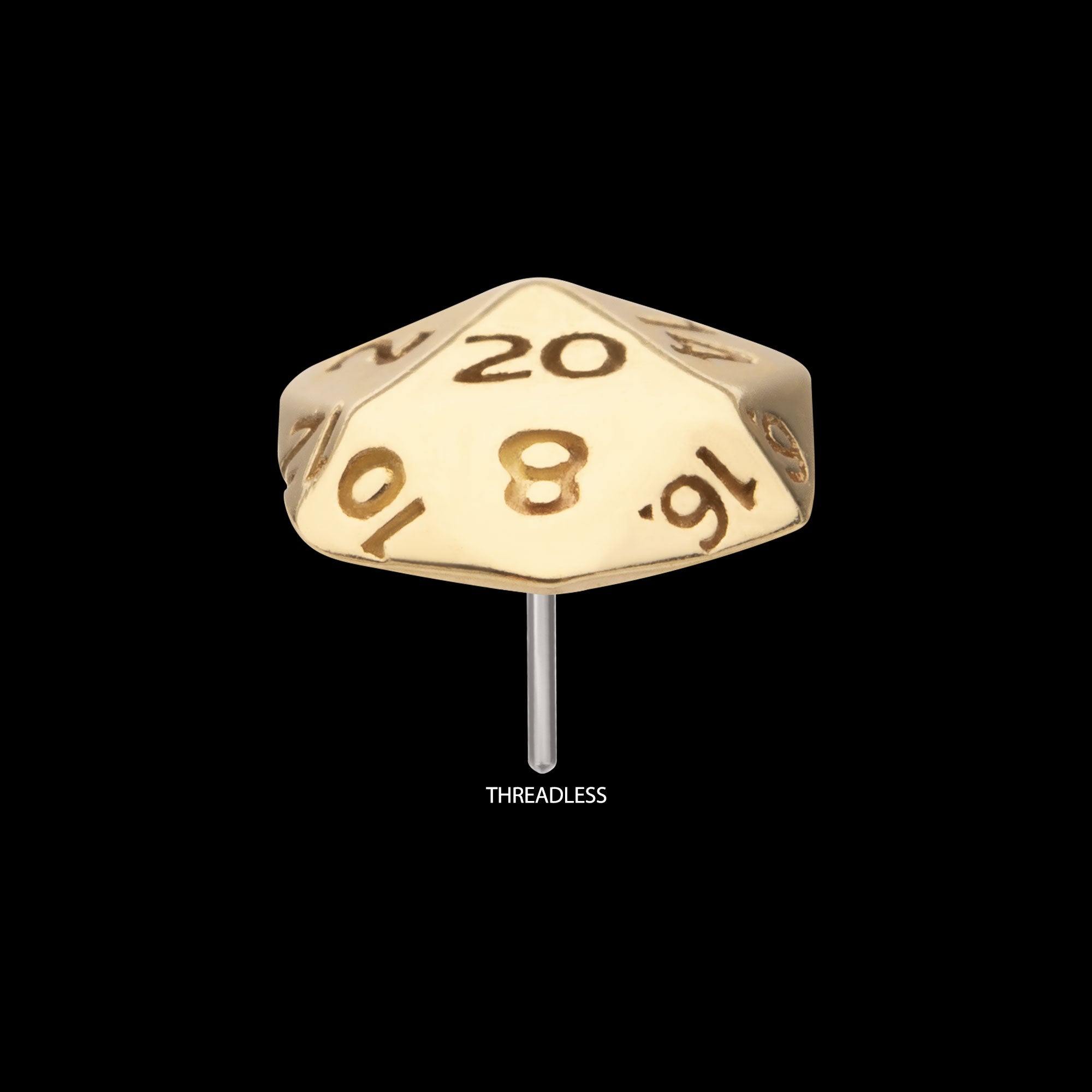 Dungeons & Dragons 3D Flat Back Dice Flatback Stud Earring / Nosering - 14Kt Gold