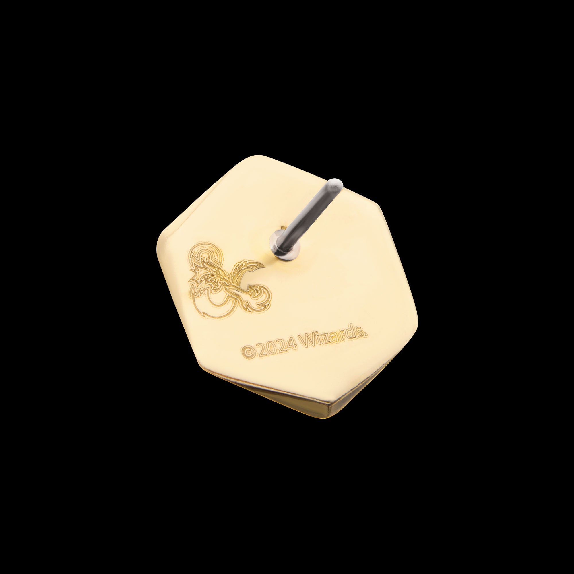 Dungeons & Dragons 3D Flat Back Dice Flatback Stud Earring / Nosering - 14Kt Gold