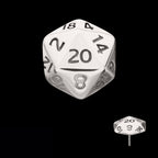 Dungeons & Dragons 3D Flat Back Dice Flatback Stud Earring / Nosering - Titanium