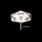 Dungeons & Dragons 3D Flat Back Dice Flatback Stud Earring / Nosering - Titanium