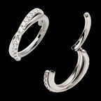 Double Hoop Side Facing Hinged Segment Clicker with CNC Set Round CZ Earring / Nosering – Titanium
