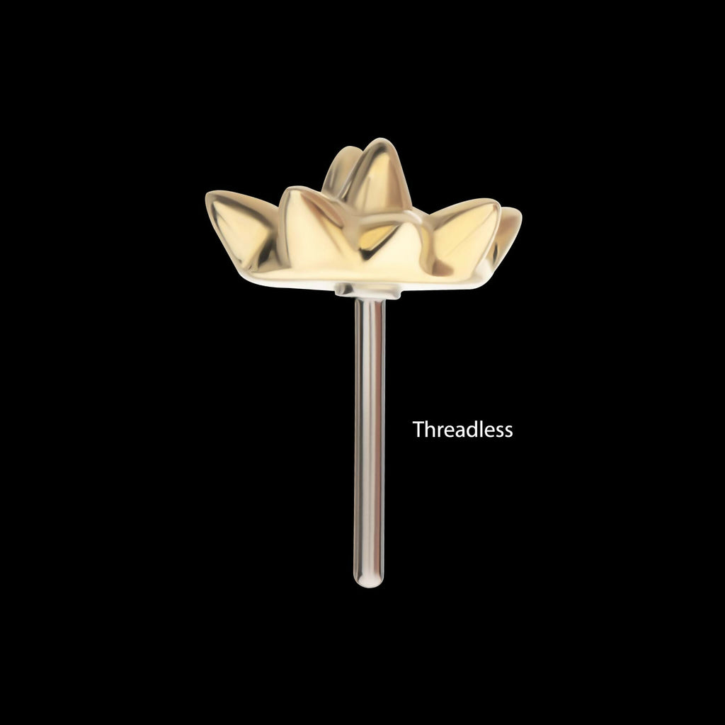 14Kt Yellow Gold Threadless Mace Ball Top