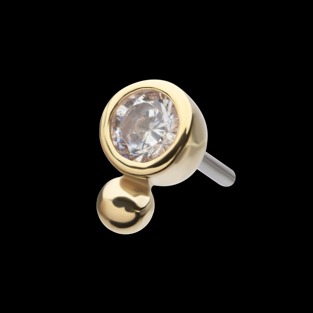 14Kt Gold Threadless 1.75mm Bezel Set Gem & Bead Top