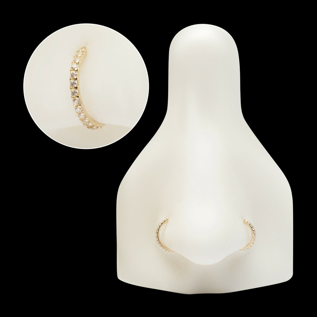 20g 14Kt Gold Prong Set 1mm Eternity Round Gem Side Facing Hinged Segment Clicker