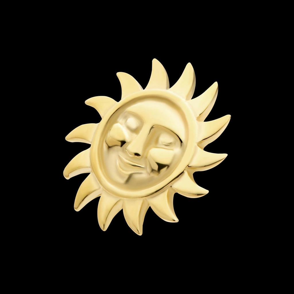 14Kt Gold Threadless Sun Face Top