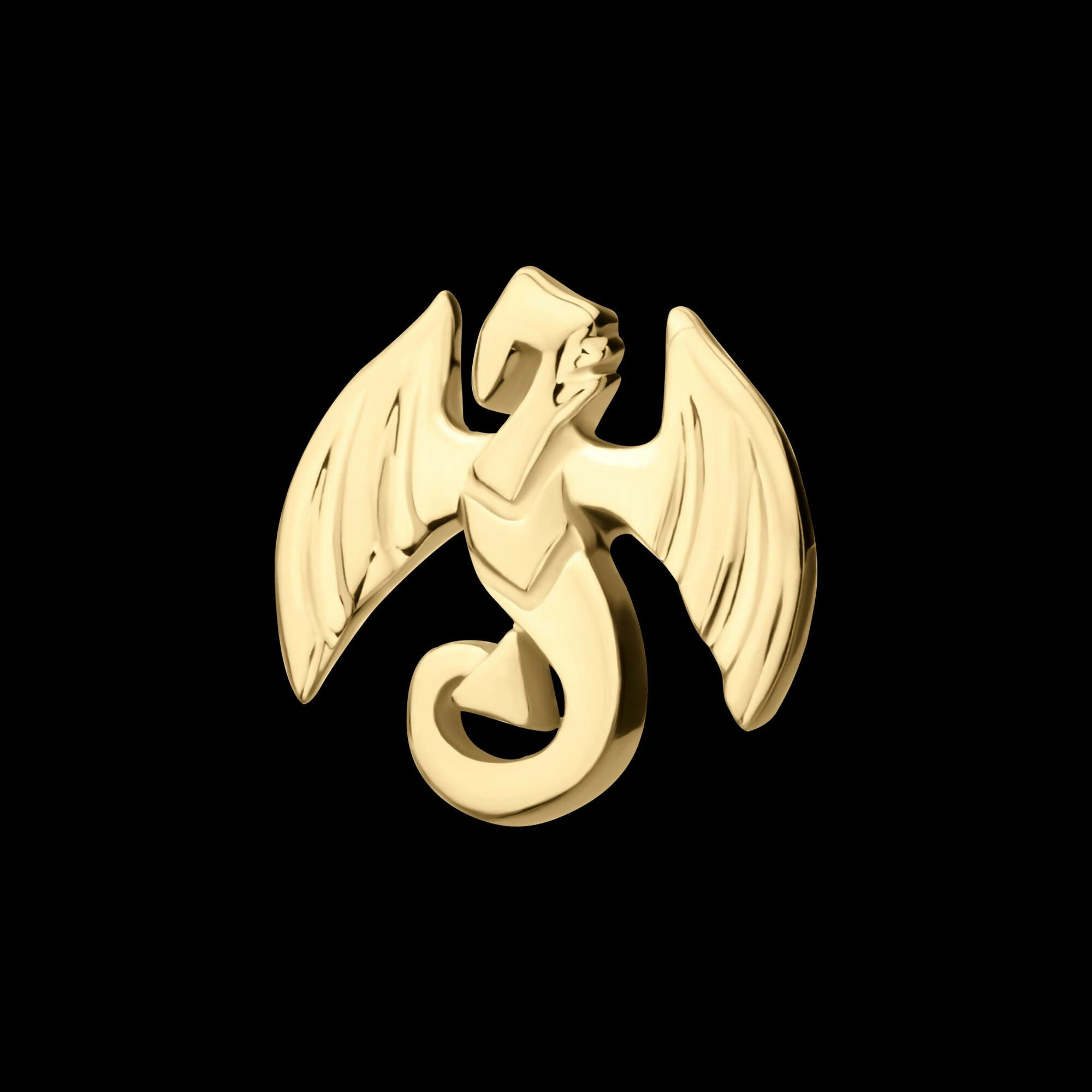 14Kt Yellow Gold Threadless Winged Dragon Top