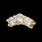 14Kt Yellow Gold Threadless Curved Bar Top with 3-Cluster Prong Set Lab-Grown Diamonds