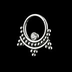 1 Bezel Set Gem Gem and Tri-Beads Clusters Hinged Segment Clicker Hoop Earring / Nosering – Titanium