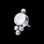 Titanium Threadless Tri-bead Cluster with 4mm CZ Bezel CZ Top