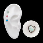 Titanium Threadless with Prong Set Opal Heart Top