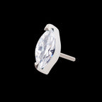 Titanium Threadless with 2-Prong Marquise CZ Top