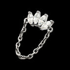 Titanium Threadless 4-Cluster Marquise AAA CZ Top with Dangle Chain