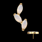 24Kt Gold PVD Titanium Threadless Vine Shape Top with 3-Tier Full Opalite Marquise