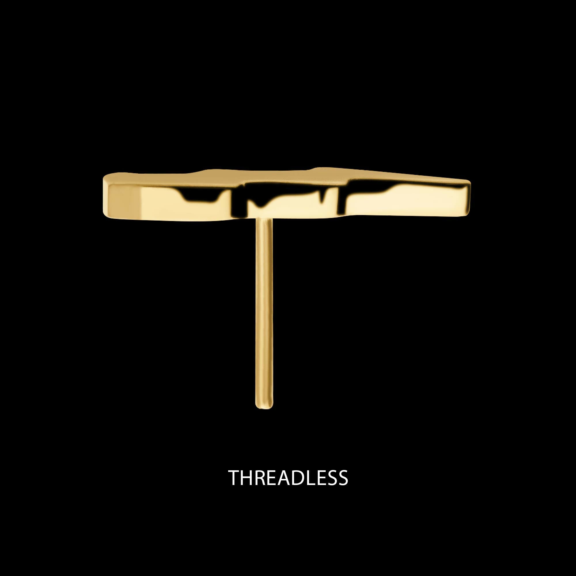 24KT Gold PVD Titanium Threadless with Tall Lightning Bolt Top